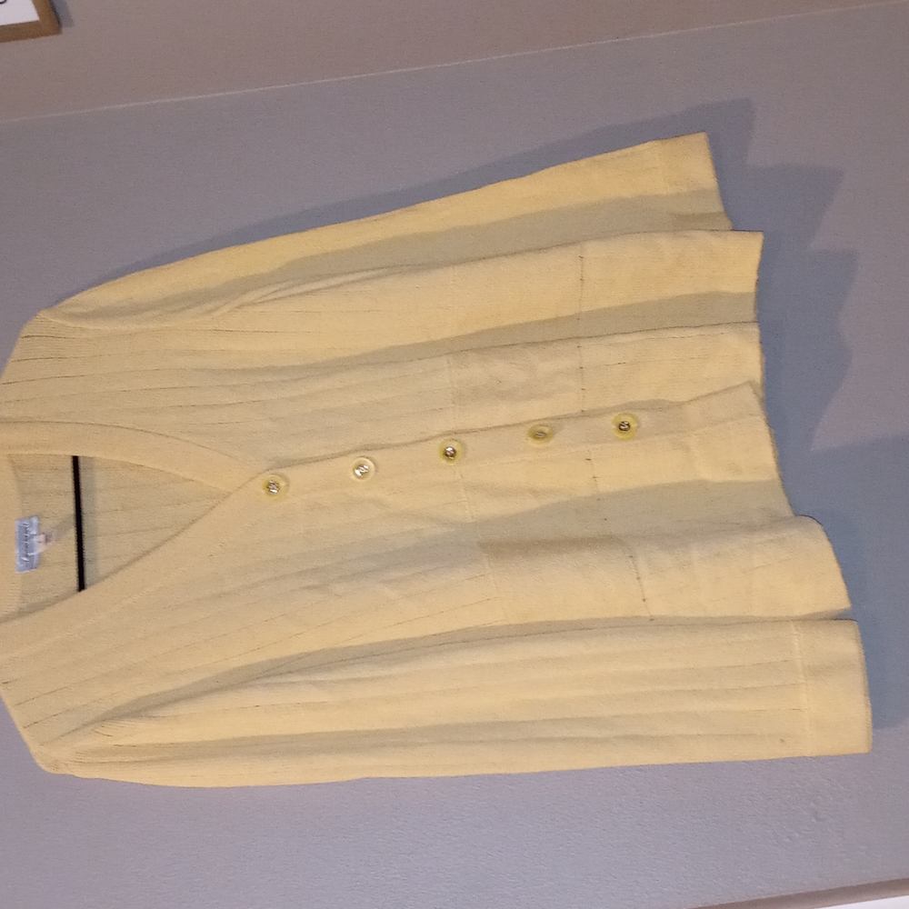 St John Sport Yellow Knit Cardigan Sweater Small